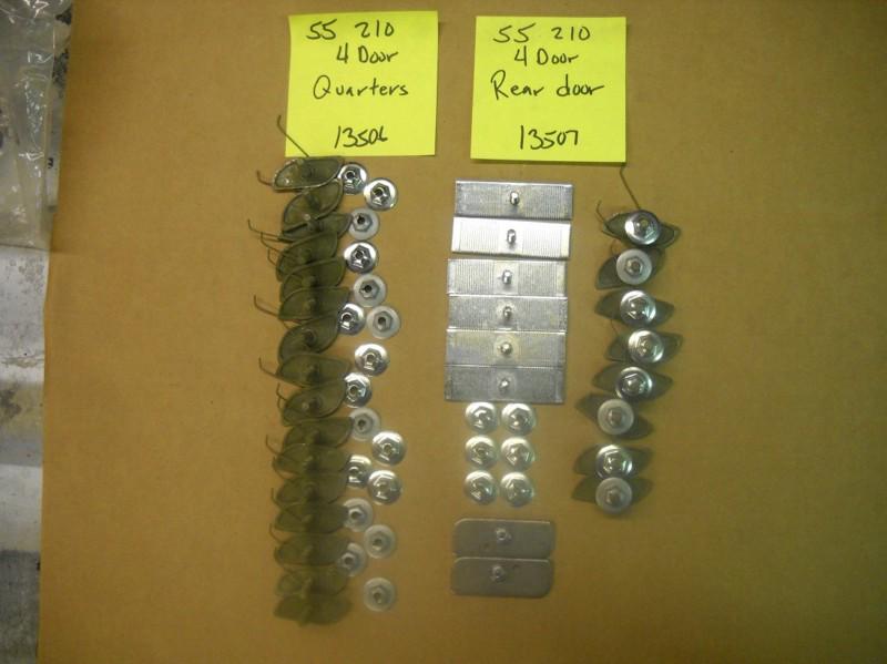 55 chevy 210 4 door  trim fastening clips  for  doors,paint dividers &  quarters