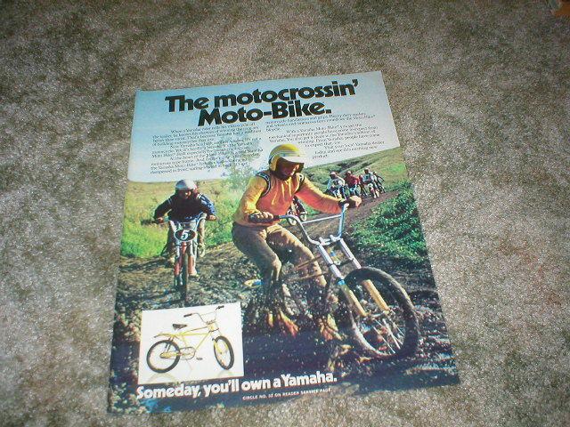 1974 yamaha moto-bike bicycle ad motocross 1 pg original
