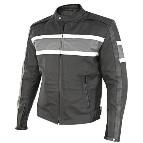 Xelement mens scrambler black/gray matte leather motorcycle jacket