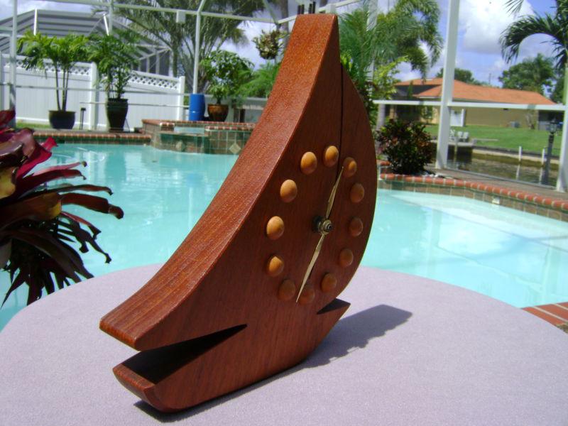 DANISH MODERN TEAK WOOD SAILBOAT WALL DESK SHIP CLOCK Eames Era Mid Century, US $14.99, image 3