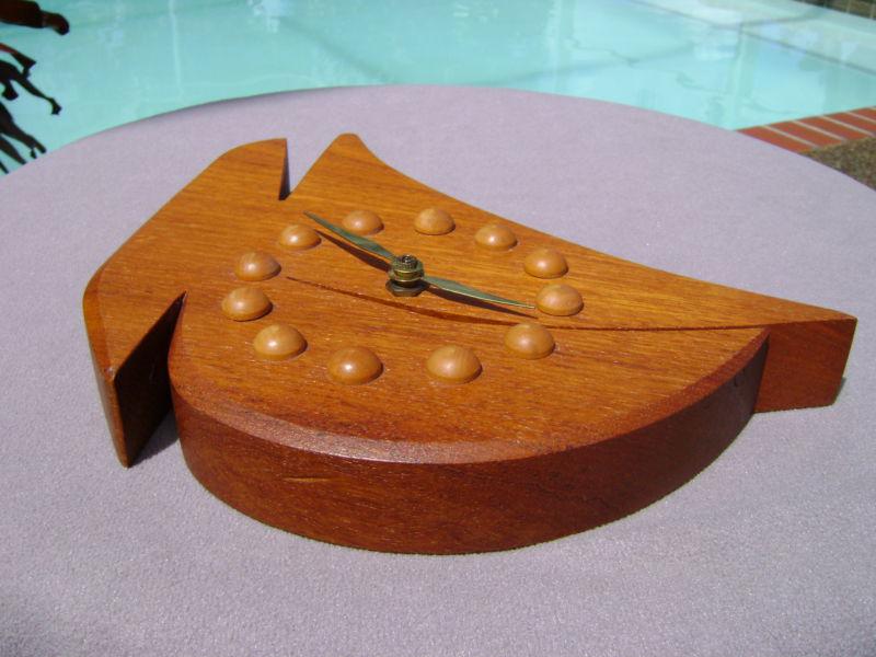 DANISH MODERN TEAK WOOD SAILBOAT WALL DESK SHIP CLOCK Eames Era Mid Century, US $14.99, image 7