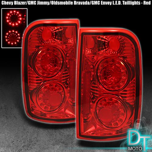 95-04 chevy blazer gmc jimmy 96+ bravada led dual halo all red tail lights lamps
