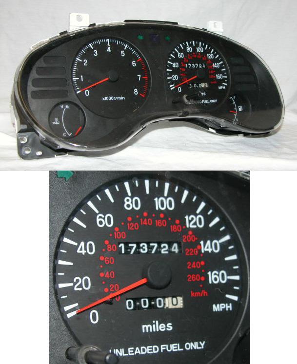 95-99 mitsubishi eclipse talon black face 170mph speedometer gauge cluster 173k