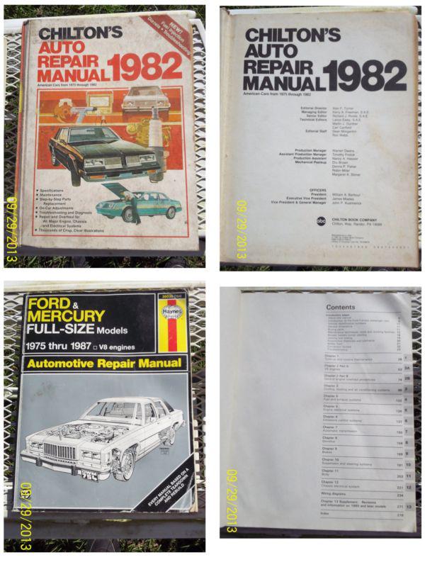 Find 19751982 Chiltons Auto Repair Manual 19751987 Haynes Ford Mercury Auto Repair in Spring