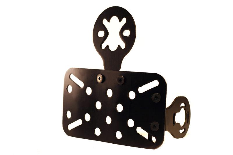 Motorcycle horizontal license plate bracket,any spot mount, satin black