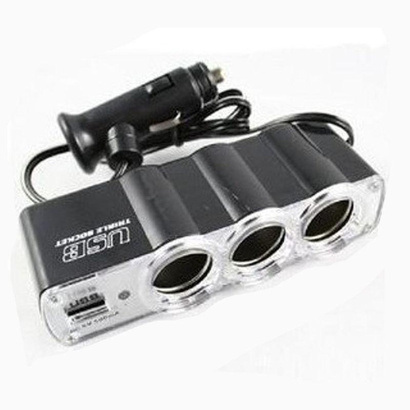 3 In 1 New Car Cigarette Lighter Charger USB 12V DC Power Extension Adaptor, US $3.99, image 2