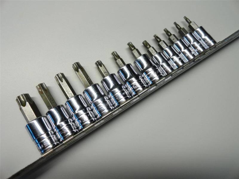 Snap on tools 3/8"  1/4" drive 12 pc. torx driver socket set 212eftxy