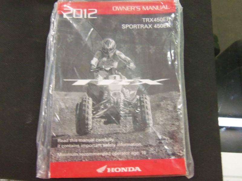 Used owners manual 2012 honda trx450er trx 450er 00x31-hp1-6600