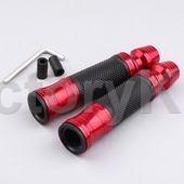 Motorcycle handlebar hand grips + sliders set 7/8" red
