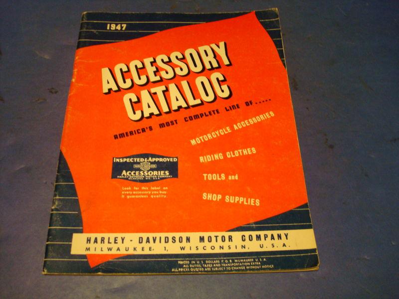 Harley knucklehead panhead flathead original 1947 accessory catalog hard to fine