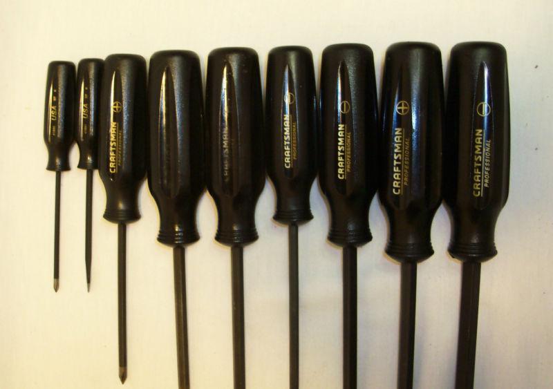 Sell Craftsman Professional Black Handled Screwdriver Set of 9 Flat