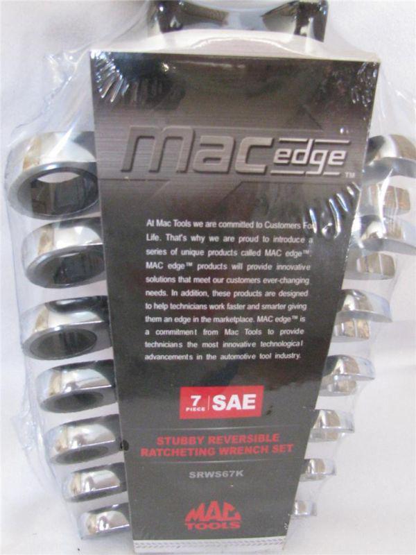 Mac tools 7pc stubby reversible ratcheting wrench, sae, mac edge, new