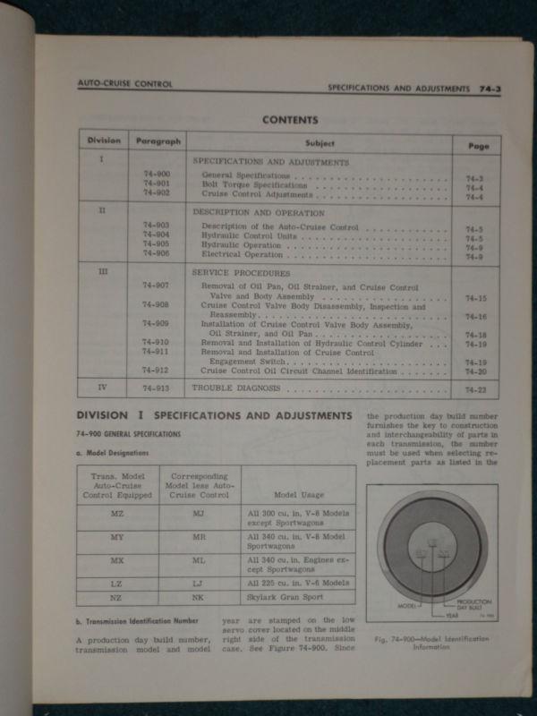 1966 BUICK CRUISE CONTROL SHOP MANUAL / SHOP BOOK / 4300 4400 MODELS / ORIG, US $27.50, image 3