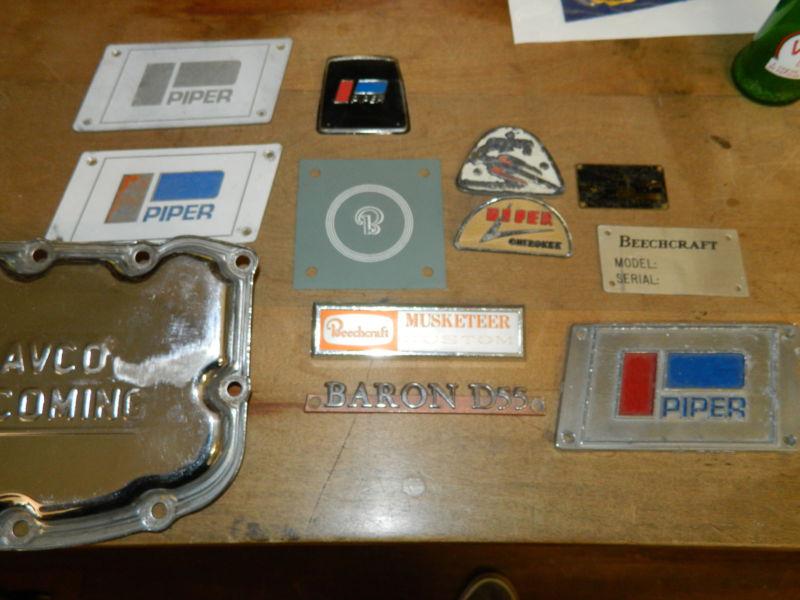 Huge lot of airplane emblems valve beechcraft lycoming baron piper continental