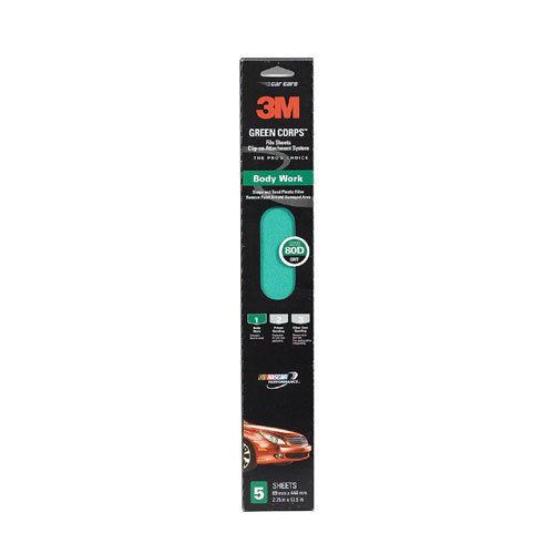 3m 80 grit green corps 2 3/4" x 17.5" clipon sandpaper sheet 5 in a box 32220