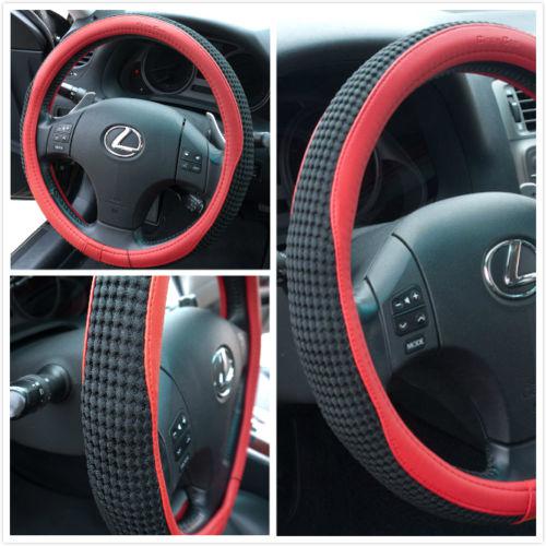 Steering wheel cover black breathable fabric pvc leather 51207a