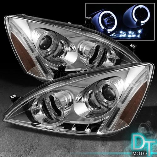 03-07 honda accord dual halo projector led headlights lights lamps left+right