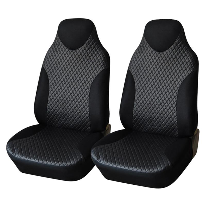 Adeco 2-piece leatherett universal vehicle car front seat cover set-black & gray