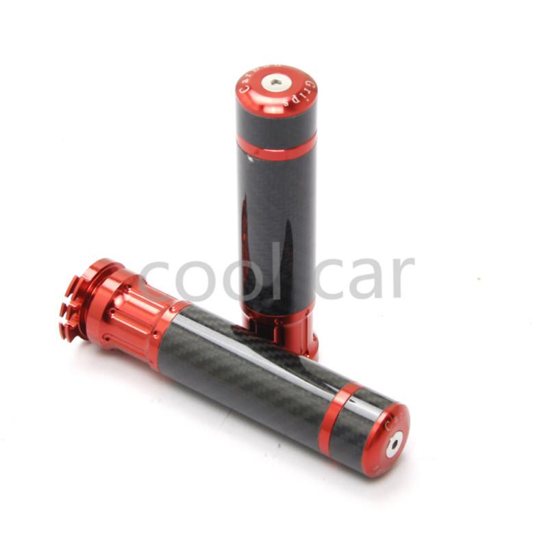 New red universal carbon 7/8" handlebar handle grips honda cbr 900rr 929rr 954rr