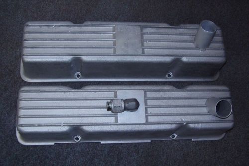 Sbc aluminum valve covers w/ breather tubes vintage nascar circle track moroso