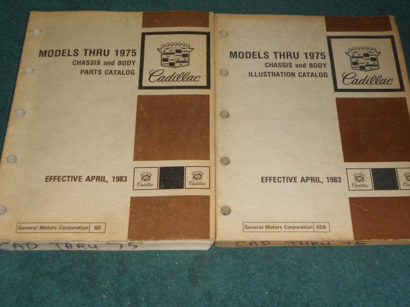 1975 & prior cadillac parts catalog set / original text & illus books
