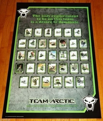New 37&#034; x 25&#034; team arctic cat snowmobile race drivers dominate dealer poster!