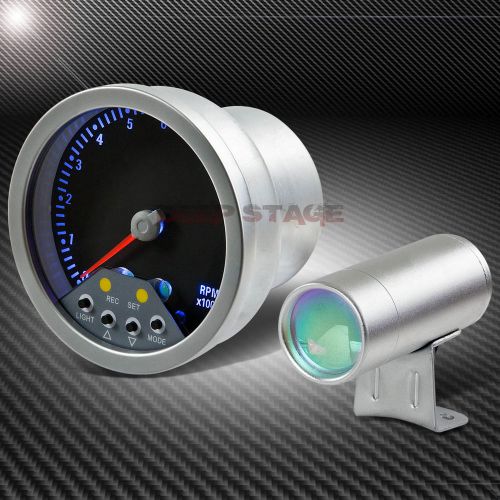 Sell 4" SILVER 11K RPM ANALOG BLUE GLOW TACHOMETER GAUGE+PROGRAMMABLE