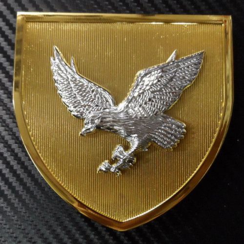 Car front grill grille fender hood metal emblem badge eagle silver w/ gold