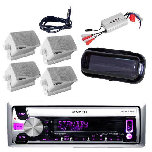 Sell New Kenwood Marine Radio CD AUX Input w/4 Box Speakers, 800W Amp
