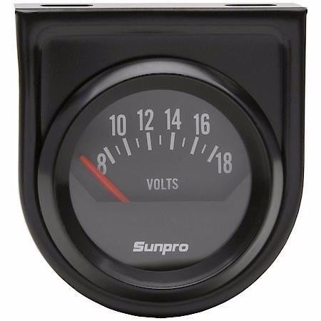 Sunpro 2&#034; electrical voltmeter gauge black dial - style line  - new
