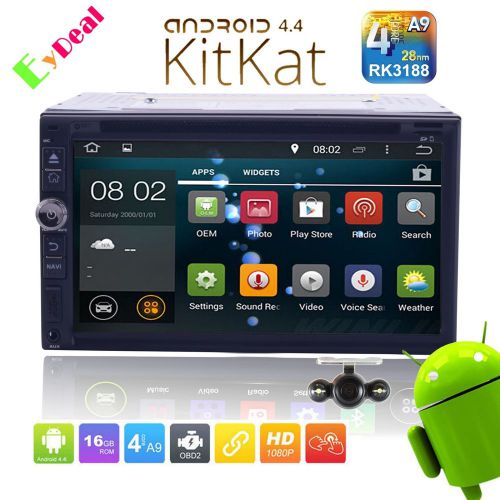 7" double 2din quad-core android4.4 car gps dvd player wifi mirror-link+camera