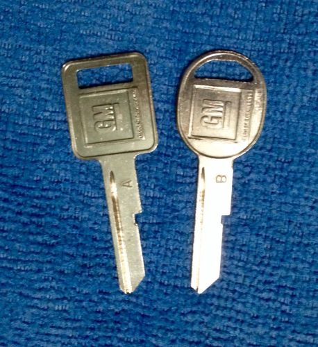 Nos oem gm key blanks "a"and "b" 1971 1975 1979 1983-86 (set of 2, 1-a 1-b)