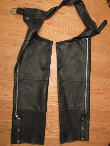 Harley davidson black leather chaps motorcycle riding l large usa
