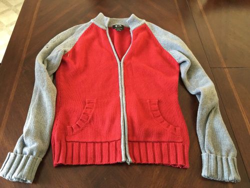 ~* girls ski doo bombardier casual cotton zipper sweater red gray size large
