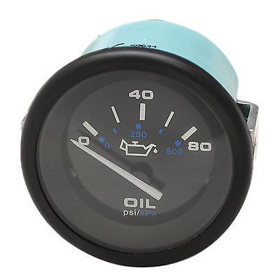 New teleflex hurricane oil pressure gauge 0-80 psi 84180 2" black face boat