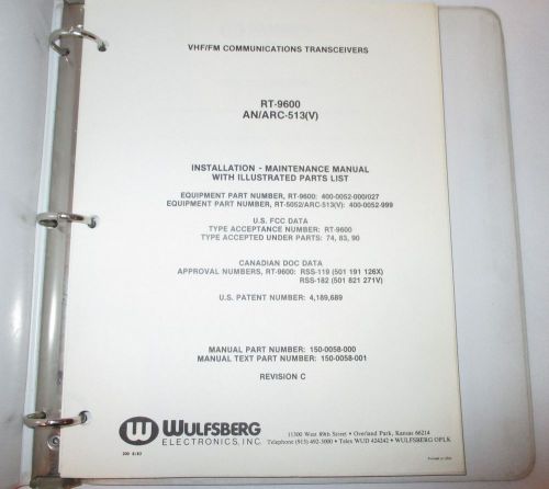 Global wulfsberg rt-9600 an arc-513 v maintenance install manual aircraft