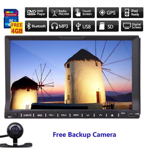 Gps navigation 2din 7'' car stereo dvd player bluetooth radio ipod+backup camera