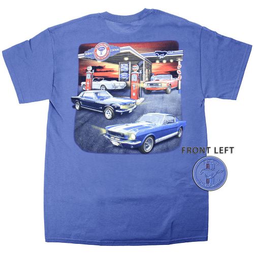 Mustang t-shirt short sleeve blue mustang gas station large
