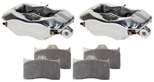 New wilwood dynalite polished brake calipers &amp; pads,for 1&#034; rotors,1.62&#034; pistons