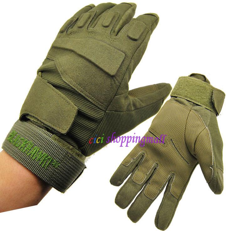 Black hawk green military tactical airsoft hunting riding game gloves size m