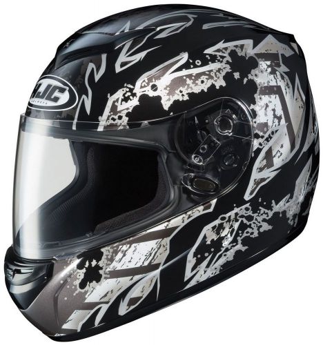 Hjc cs-r2 skarr motorcycle helmet dot black/silver/white adult small s sm
