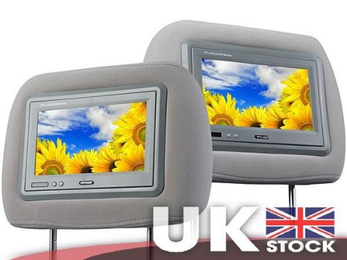 Pair of 7&#034; headrest monitor with moquette cover grey hd digital screen 1024*600