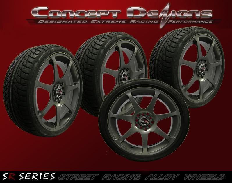 17" evoke gt wheel rim tire package 5 lug 10 holes gunmetal new