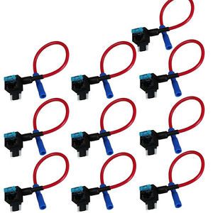 10pcs acn mini add-a-circuit atm low profile blade style fuse holder + 15a fuse