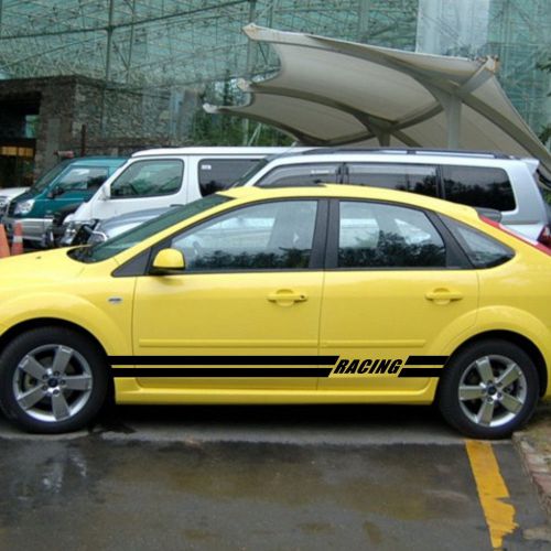 Car vinyl decals dual racing stripes body decals side racing for focus #701