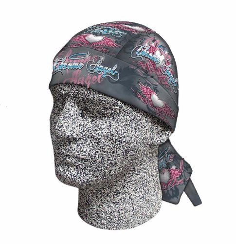 Chrome angel bandana doo du rag head wrap biker skull cap motorcycle capsmith