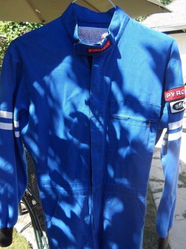 Men&#039;s pyrotect saftey blue one piece zip up racing fire suit size med