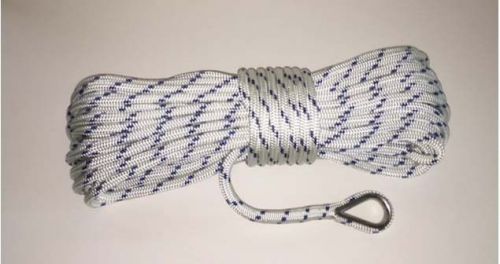 Anchor line 3/8&#034;x 50 ft blue &amp; white double braid nylon rope made in the usa
