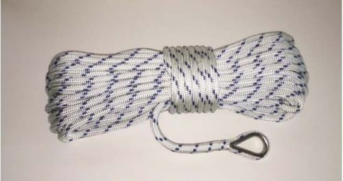 Anchor line 3/8"x 50 ft blue &amp; white double braid nylon rope made in the usa