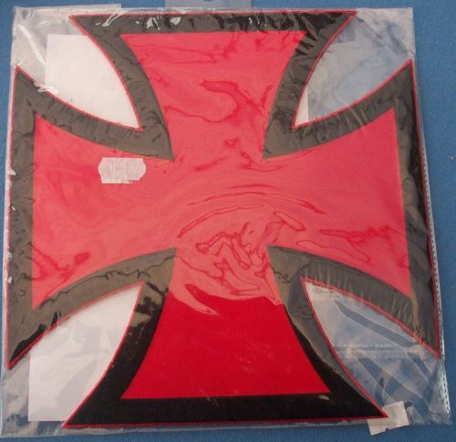 New embroidered large iron cross back patch  red/black biker